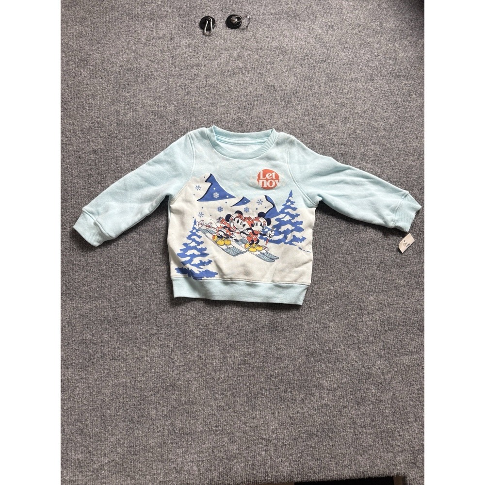 Girl/boy Mouse Baby "Let‎ It Snow" Ski Sweatshirt Light Blue NWT 18M